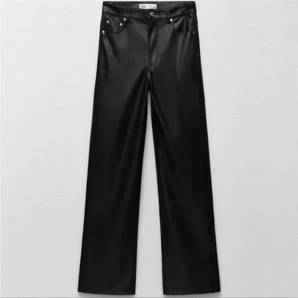 full length faux the 90s leather pants zara